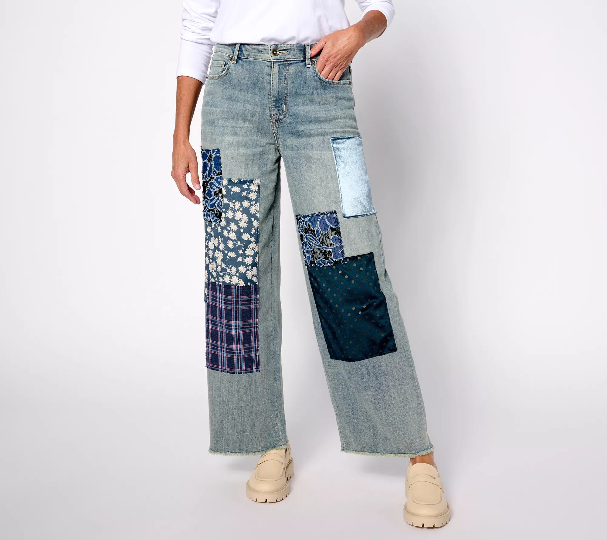 "As Is" LOGO by Lori Goldstein Special Edition Tall Patchwork Jeans