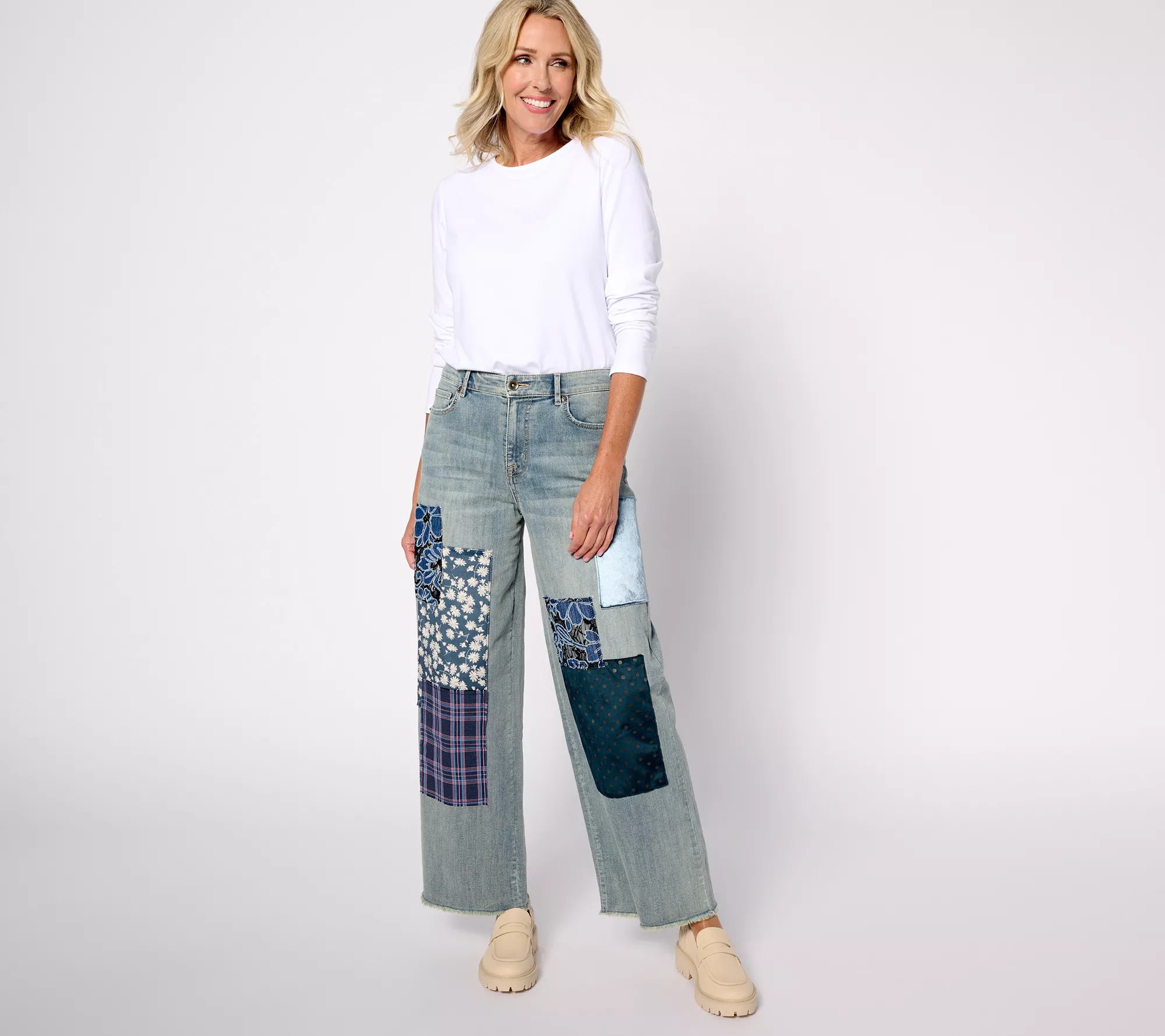 "As Is" LOGO by Lori Goldstein Special Edition Tall Patchwork Jeans