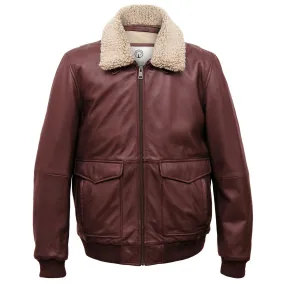 Ashton: Men's Burgundy Collared Leather Jacket