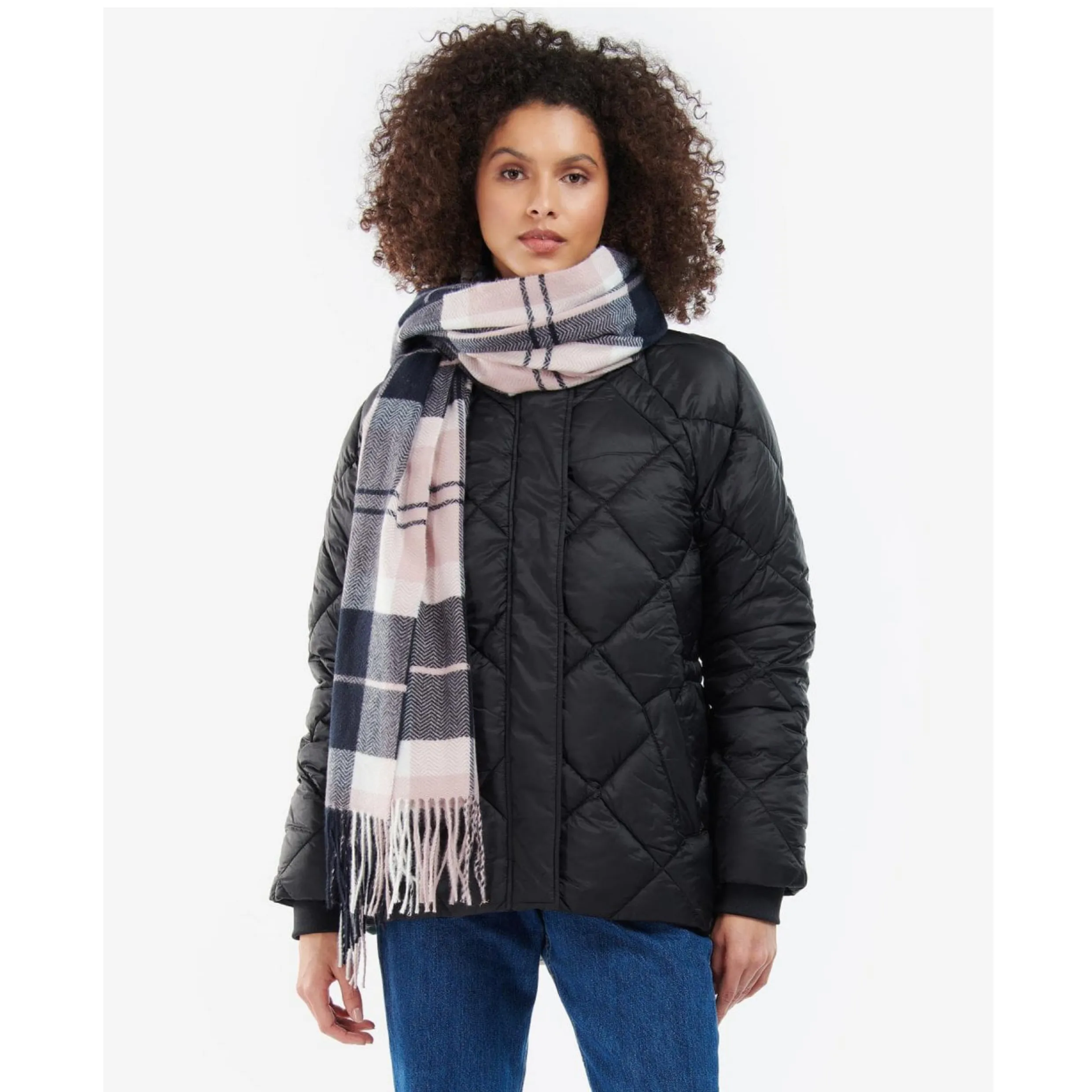 Barbour Emmeline Scarf in Pink Midnight Tartan LSC0380