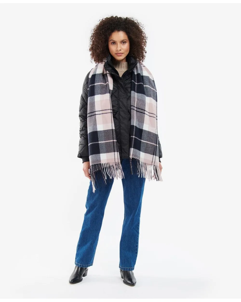 Barbour Emmeline Scarf in Pink Midnight Tartan LSC0380