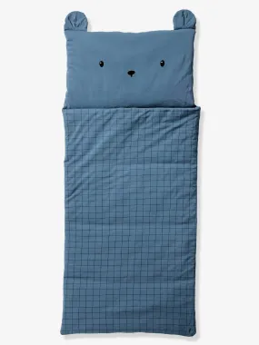 Bear Sleeping Bag, with Recycled Cotton - blue