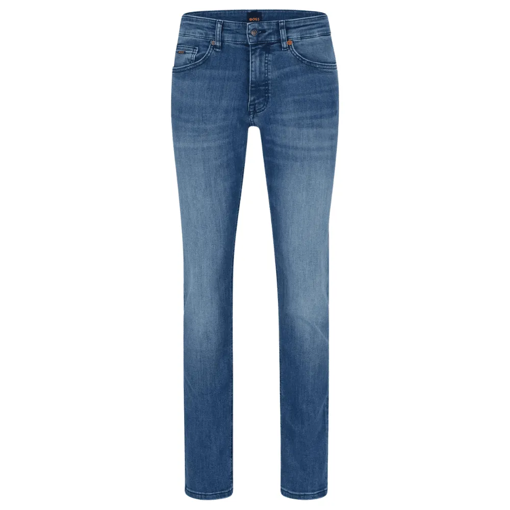 BOSS DELAWARE SLIM-FIT JEANS IN BLUE SUPER-STRETCH DENIM | Menswear Online