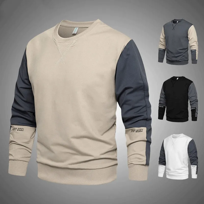 Casual Men's O-Neck Patchwork Sweatshirt / Loose Pullover