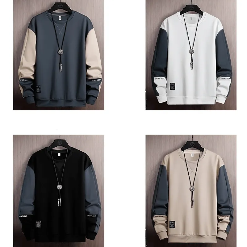 Casual Men's O-Neck Patchwork Sweatshirt / Loose Pullover