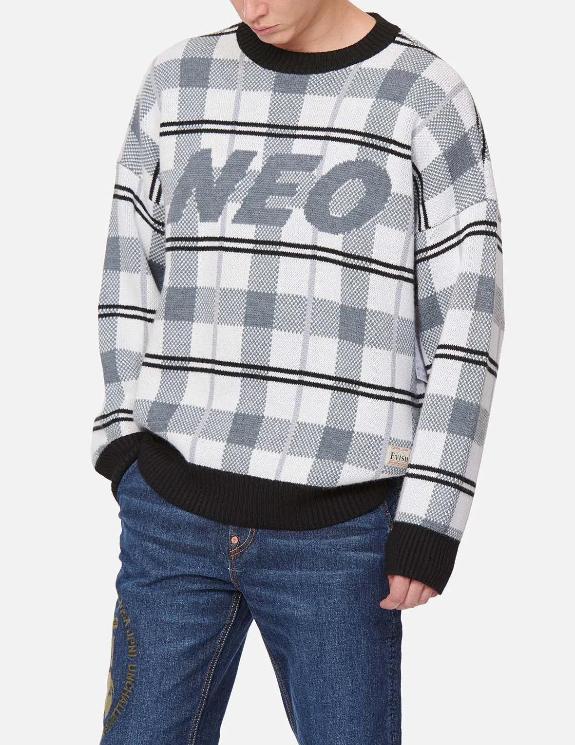 Checked Knitted Pullover