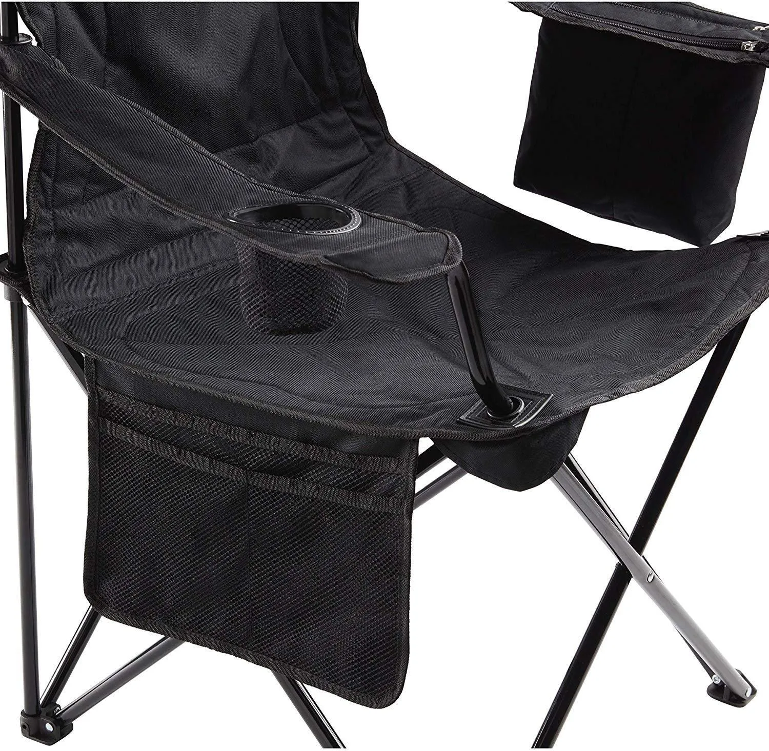 Coleman Portable Camping Quad Chair with 4-Can Cooler, black