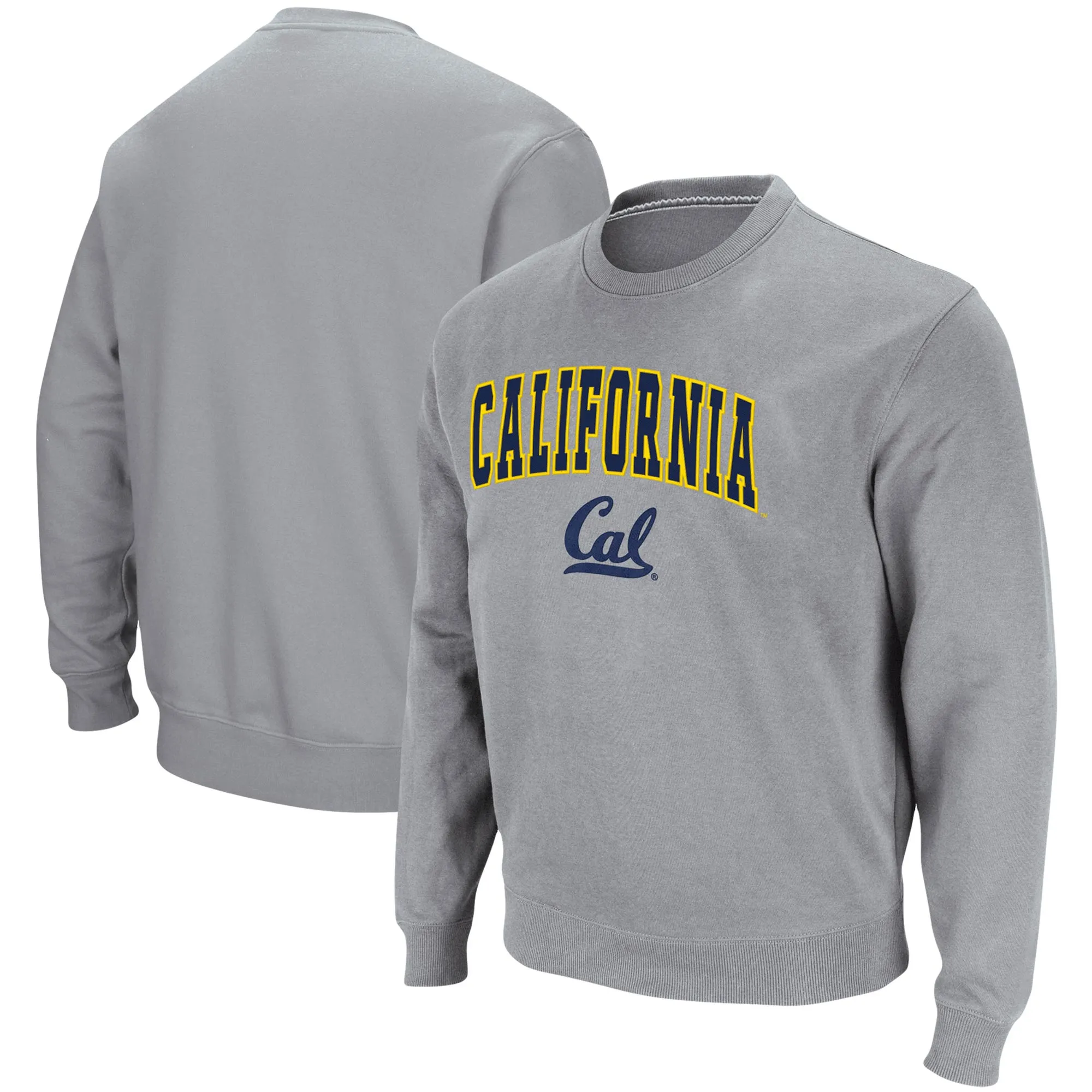 Colosseum Cal Bears Heathered Gray Arch & Logo Tackle Twill Pullover Sweatshirt