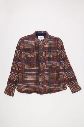 Corded Plaid Shirt Jacket - Brown