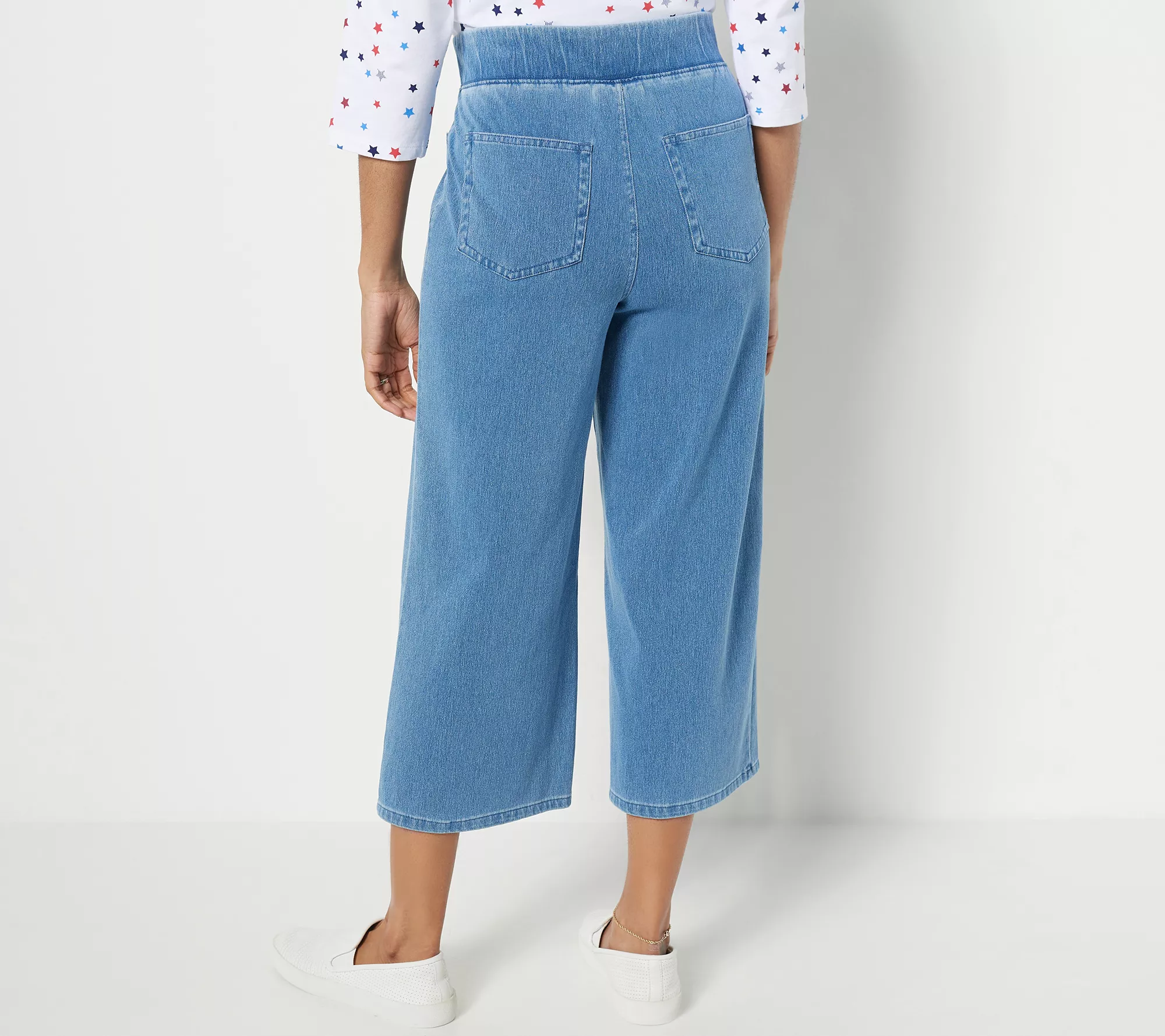 Denim & Co. Regular Comfy Knit Air Pull On Wide Leg Jeans