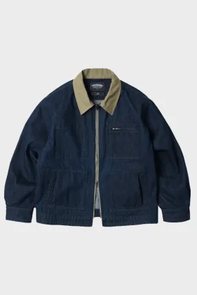 Denim Zip Up Work Jacket - Indigo