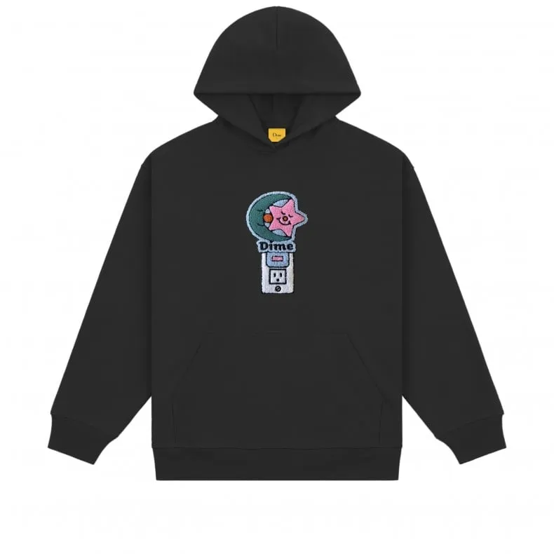 Dime Nightlight Chenille Embroidered Pullover Hooded Sweatshirt (Black)