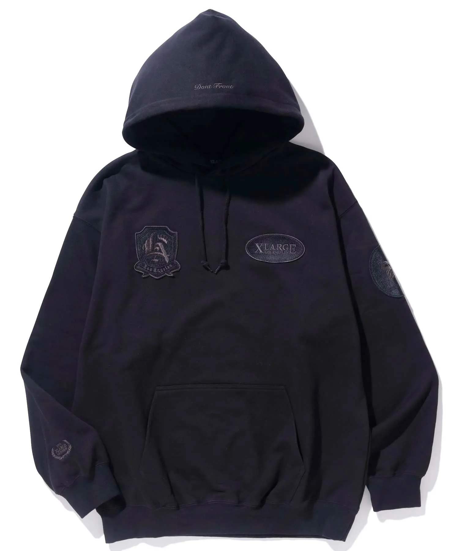 EMBLEM PATCHED PULLOVER HOODED SWEAT