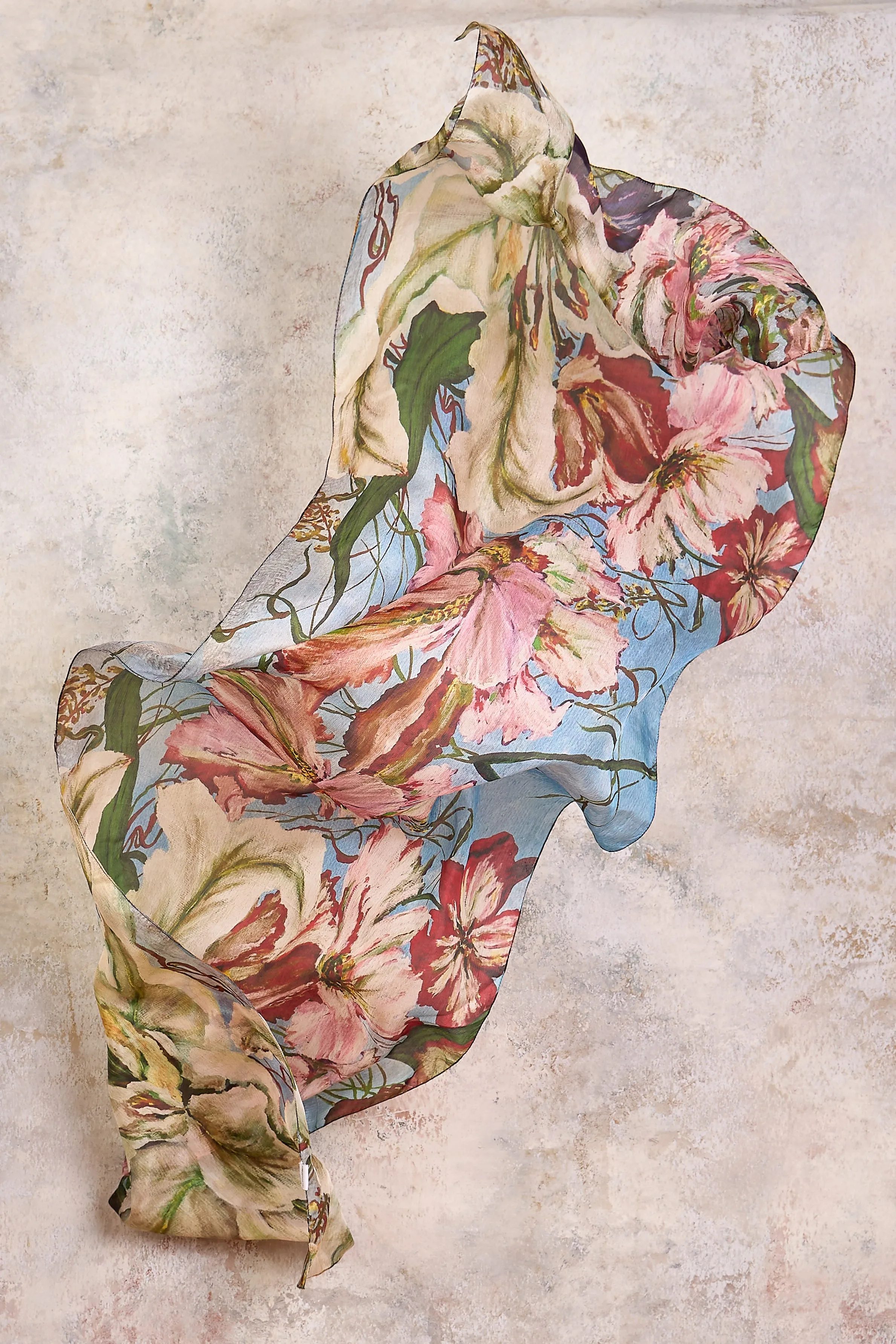 Floral Sky Garden Silk Scarf