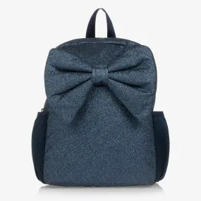 Girls Blue Glitter Bow Backpack (35cm)