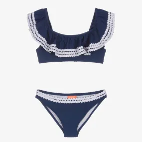 Girls Blue Ruffle Bikini