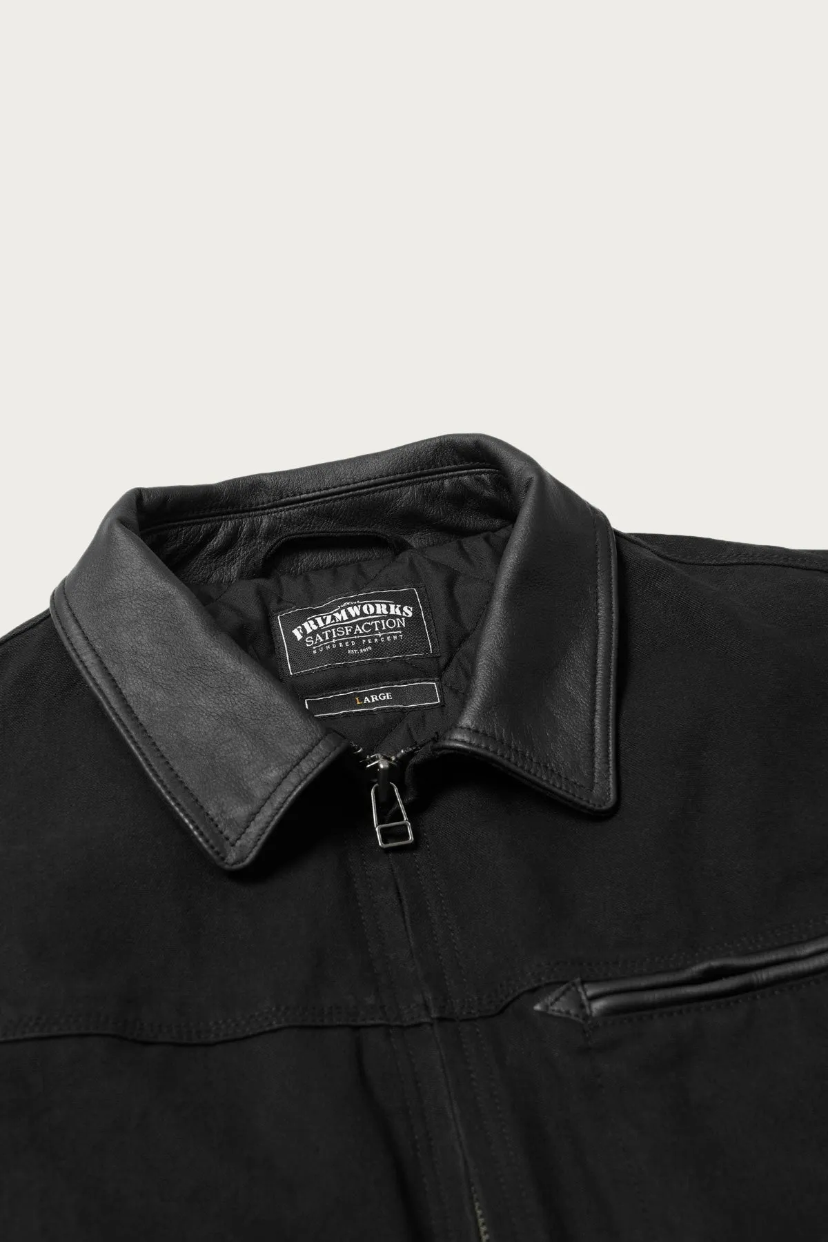 Heavy Canvas Destroyed Work Jacket - Black