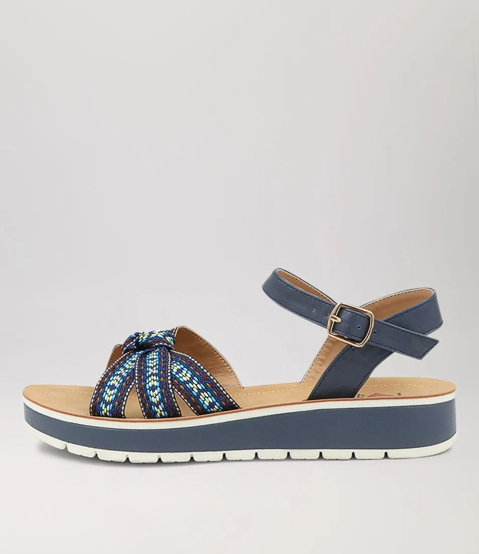 I LOVE BILLY Eseam Blue Multi Sandals