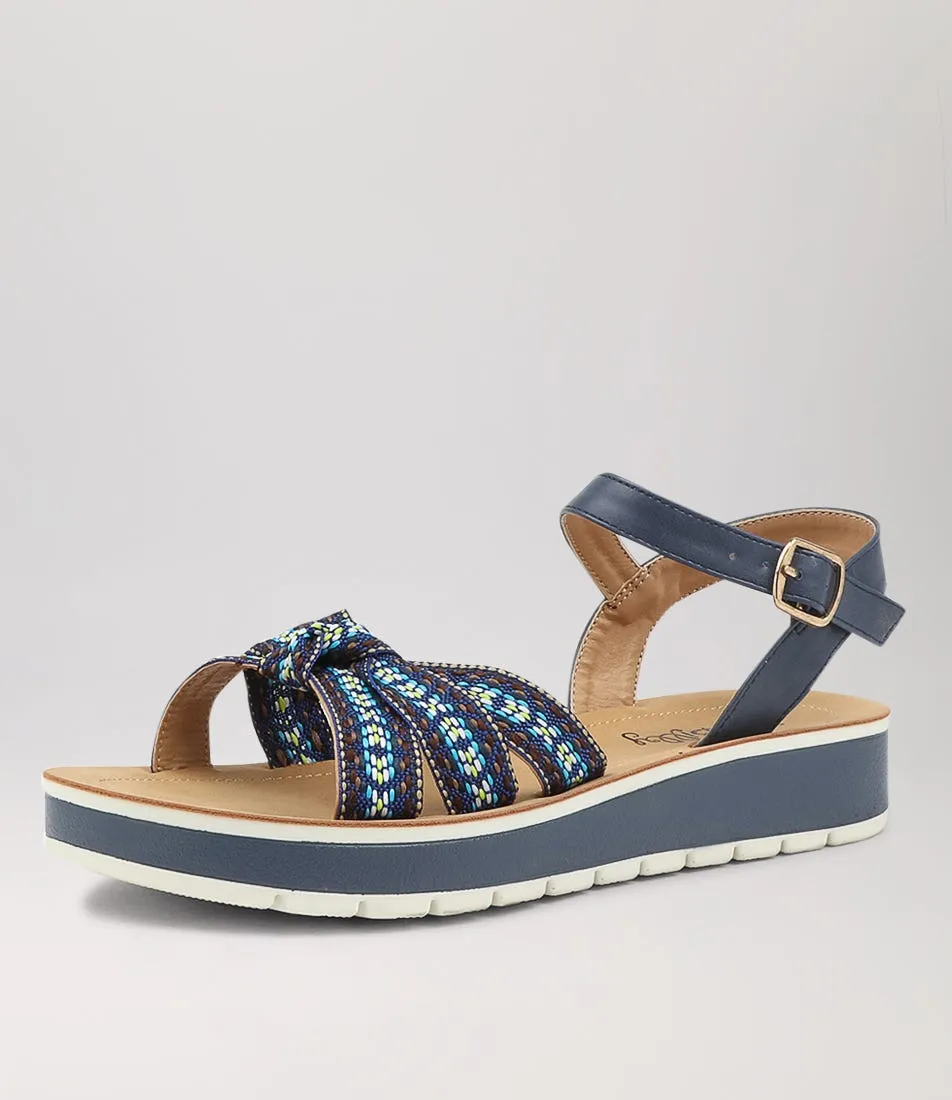 I LOVE BILLY Eseam Blue Multi Sandals