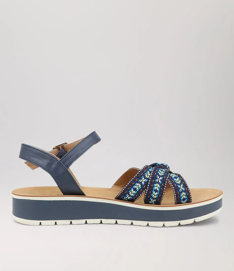 I LOVE BILLY Eseam Blue Multi Sandals