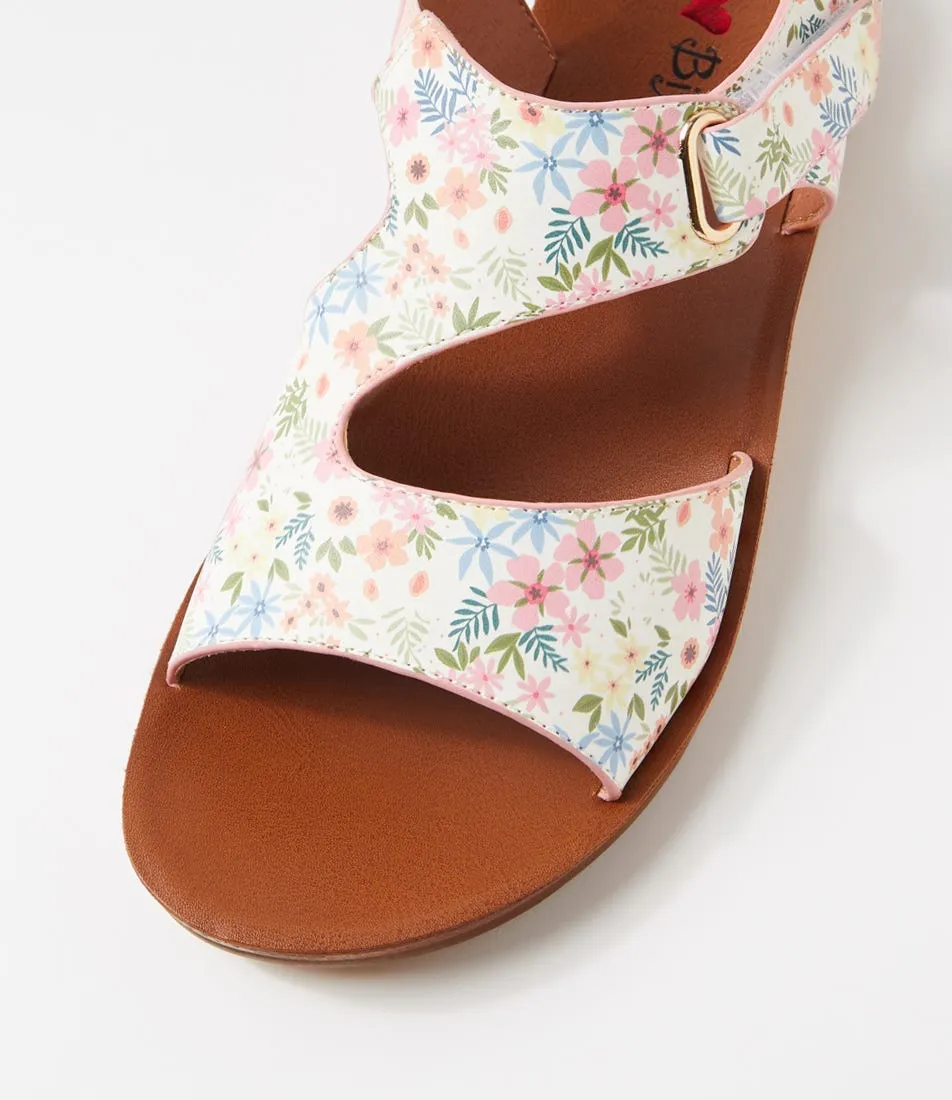 I LOVE BILLY Kandre White Flowers Sandals