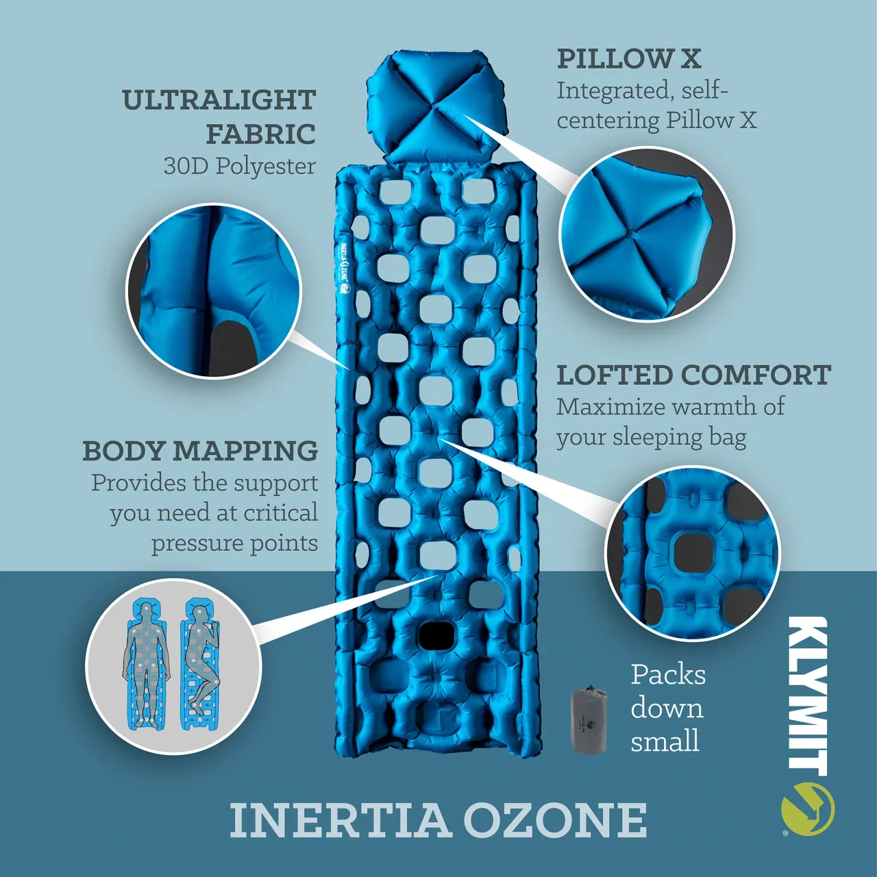 Klymit Inertia Ozone Sleeping Pad Blue