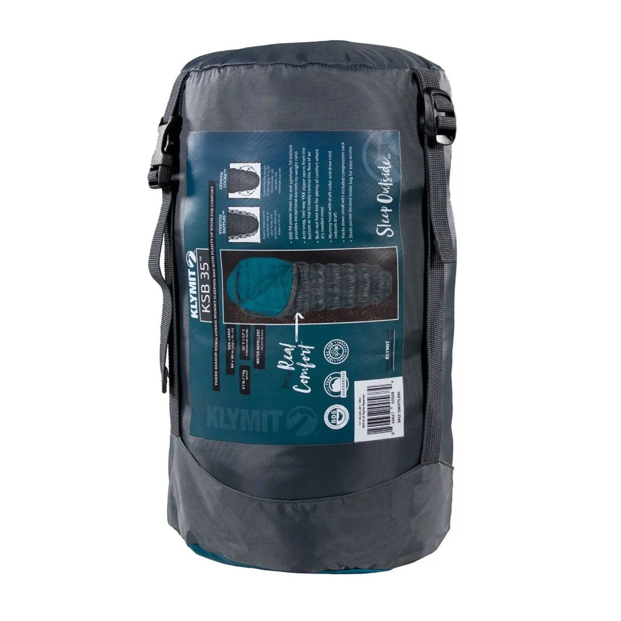 Klymit KSB 35 Degree F Sleeping Bag Teal Grey