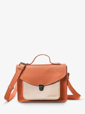 leather hand bag for woman Orange - Mademoiselle George Cupcake Apricot | PAUL MARIUS