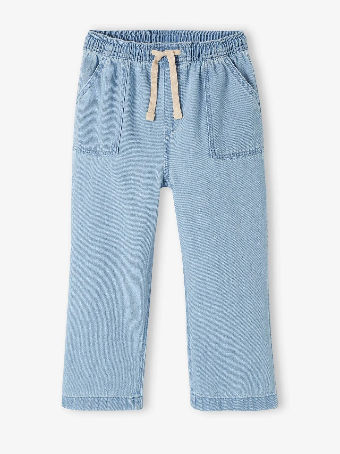 Loose-Fitting Straight Leg Jeans for Girls, Easy to Put On - stone