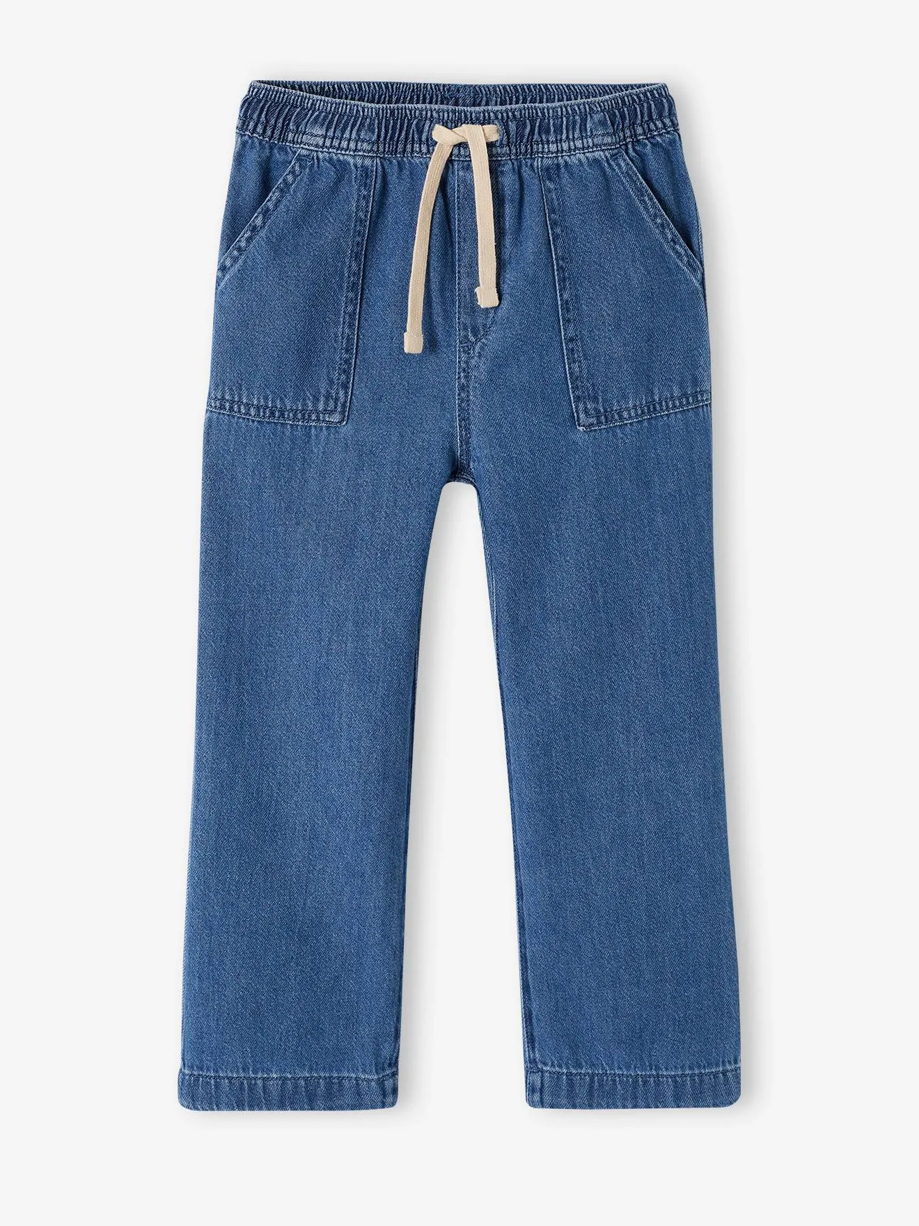 Loose-Fitting Straight Leg Jeans for Girls, Easy to Put On - stone