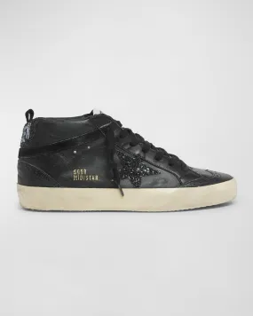 Mid Star Glittery Leather Sneakers