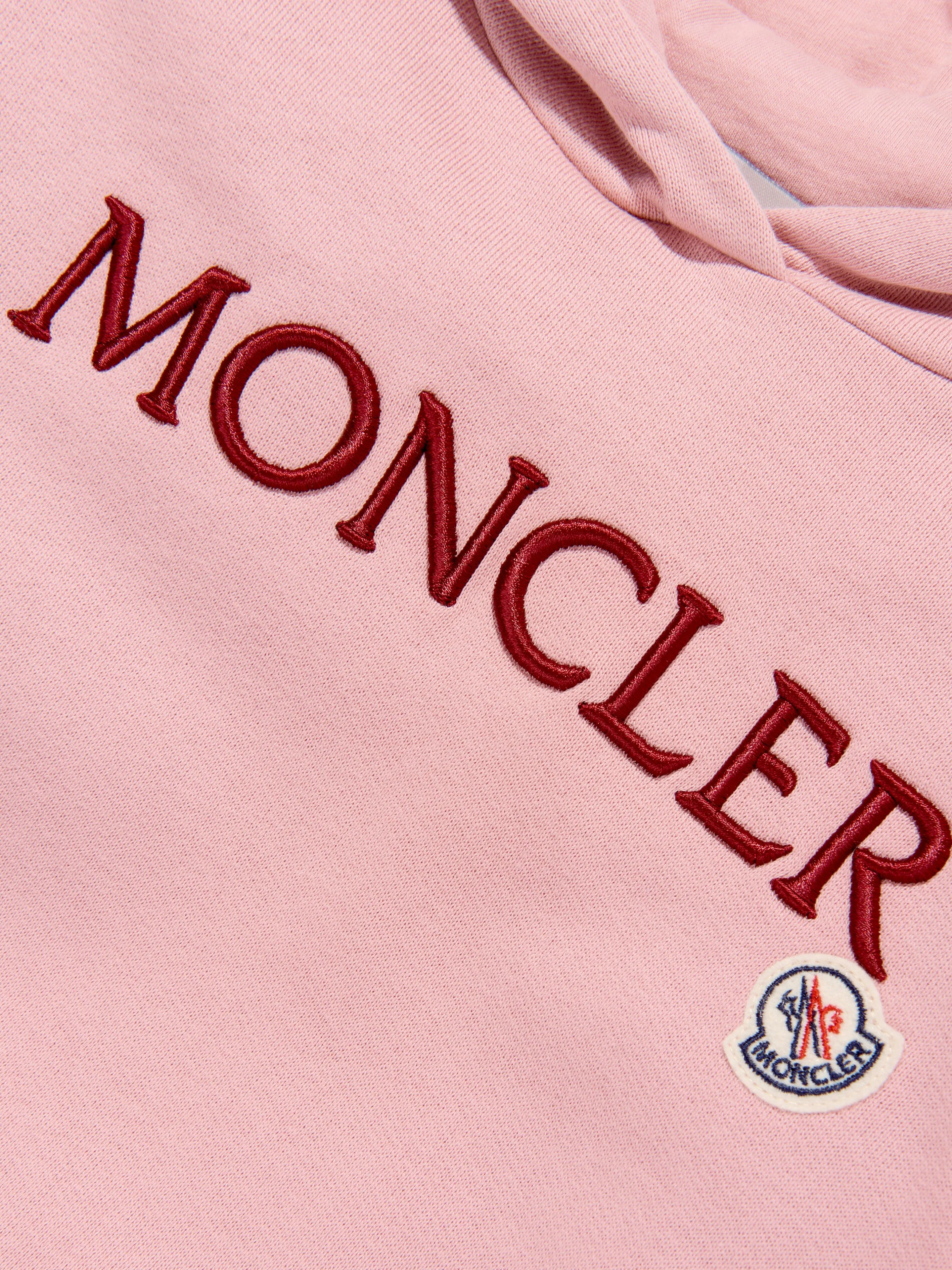 Moncler Enfant Girls Logo Hoodie in Pink