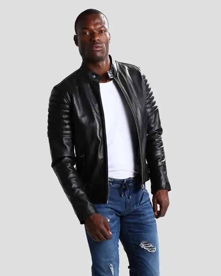 Neil Black Quilted Lambskin Leather Jacket