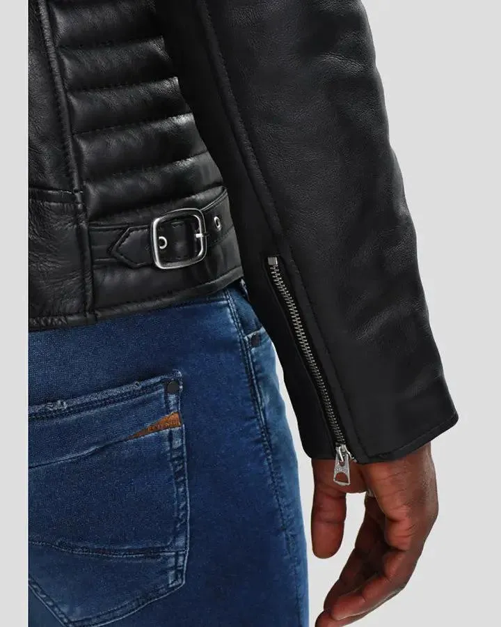 Neil Black Quilted Lambskin Leather Jacket