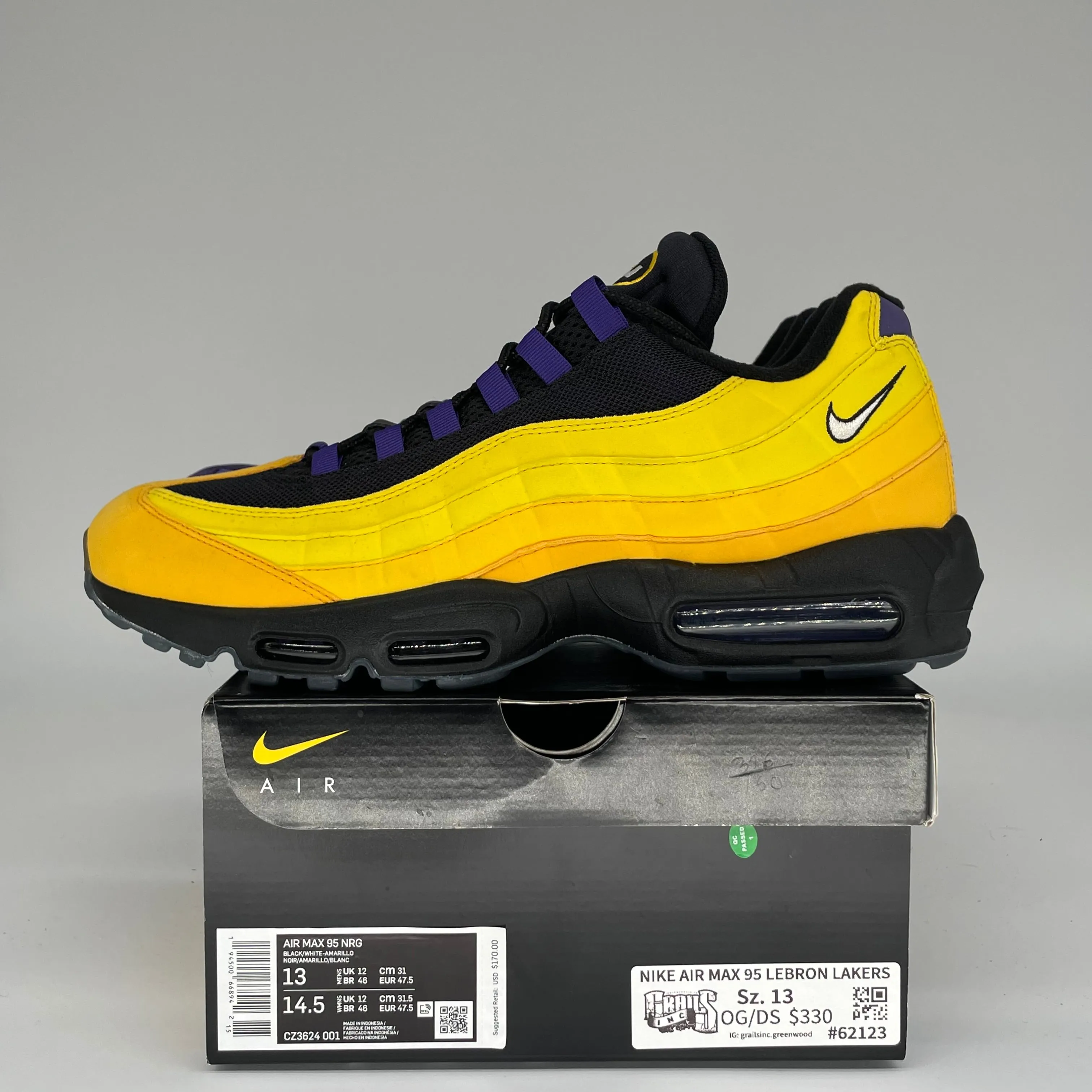 NIKE AIR MAX 95 LEBRON LAKERS SIZE 13 CZ3624-001