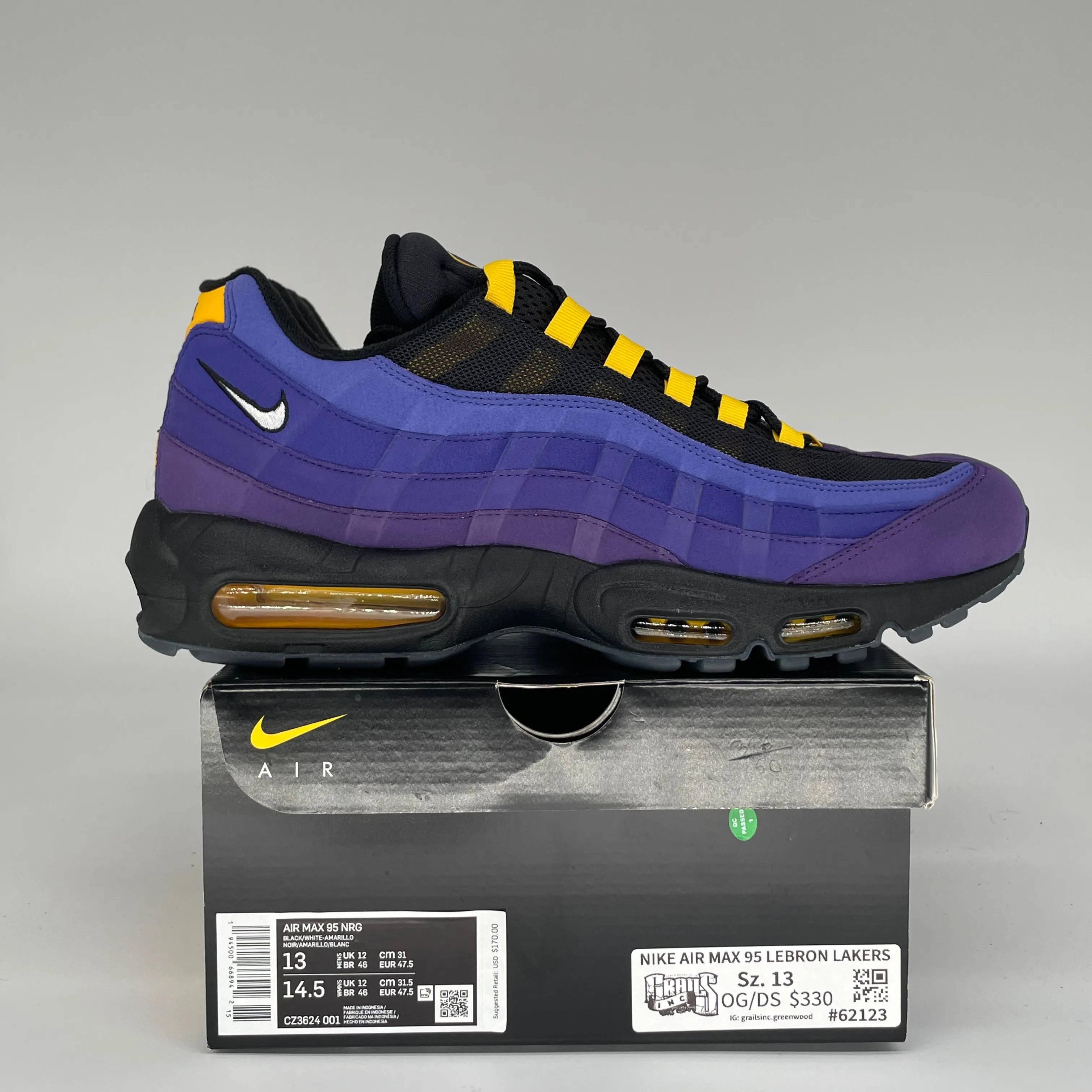 NIKE AIR MAX 95 LEBRON LAKERS SIZE 13 CZ3624-001