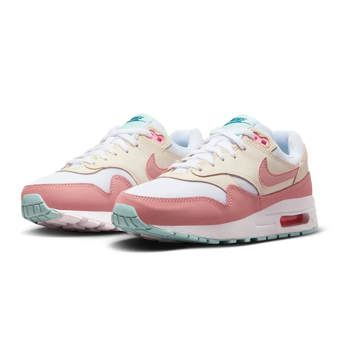 Nike Big Kids Air Max 1 (white / red stardust-guava ice-pink spell)