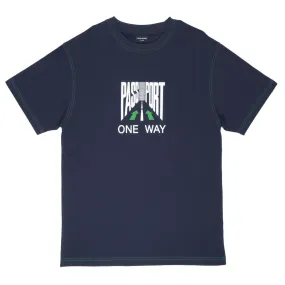 PASS~PORT SKATEBOARDS ONE WAY TEE NAVY