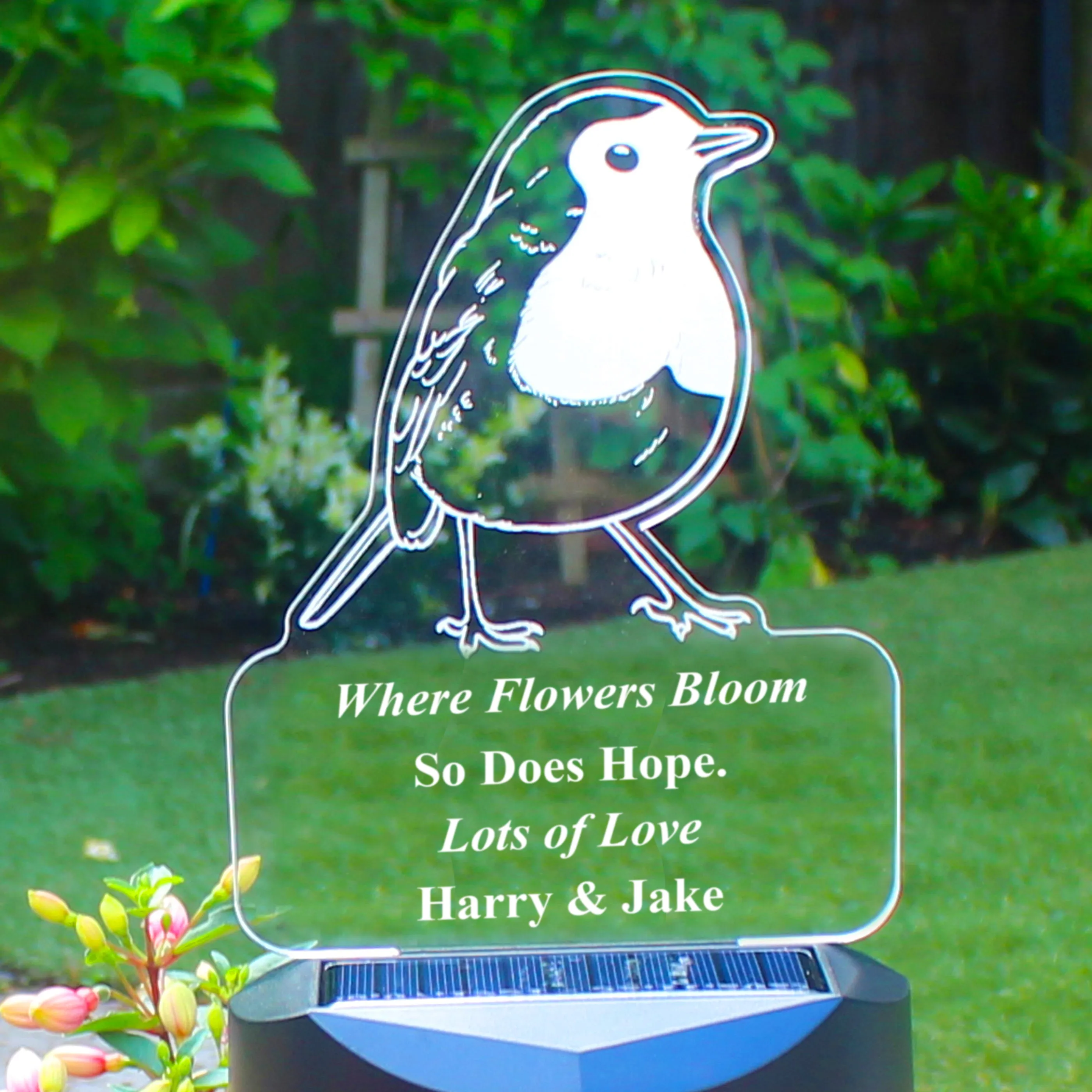 Personalised Robin Memorial Outdoor Solar Light