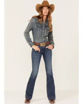 Product Name:  Wrangler Retro Women's Dark Wash Mid Rise Mae Trouser Jeans