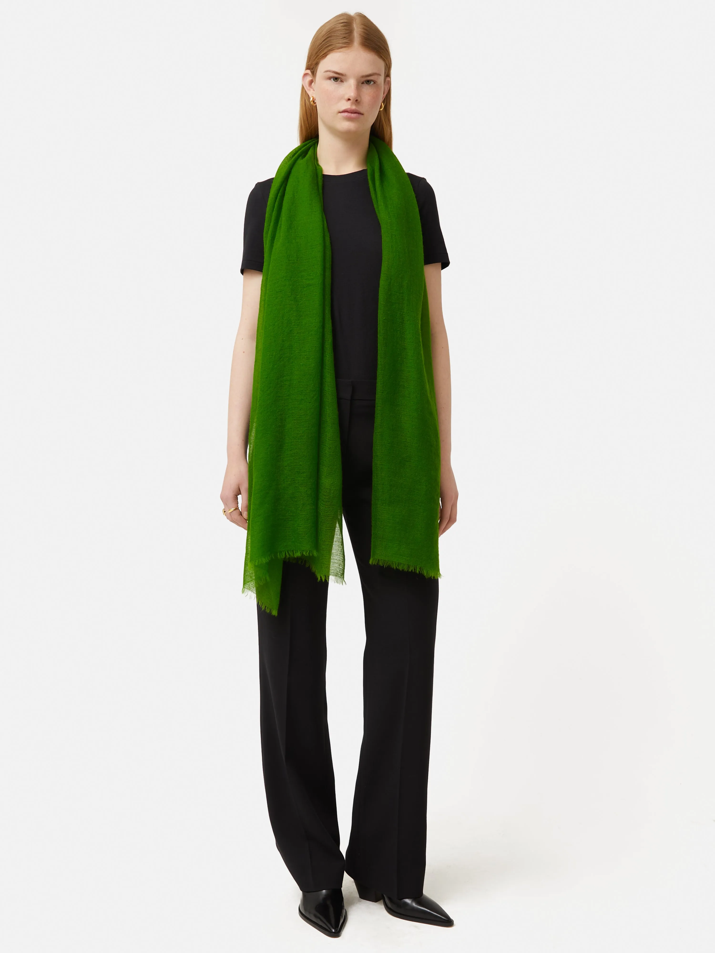 Pure Cashmere Gauze Scarf | Green