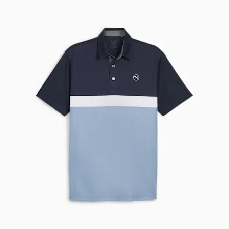 Pure Colourblock Men's Golf Polo | Deep Navy-Zen Blue | PUMA Golf | PUMA 