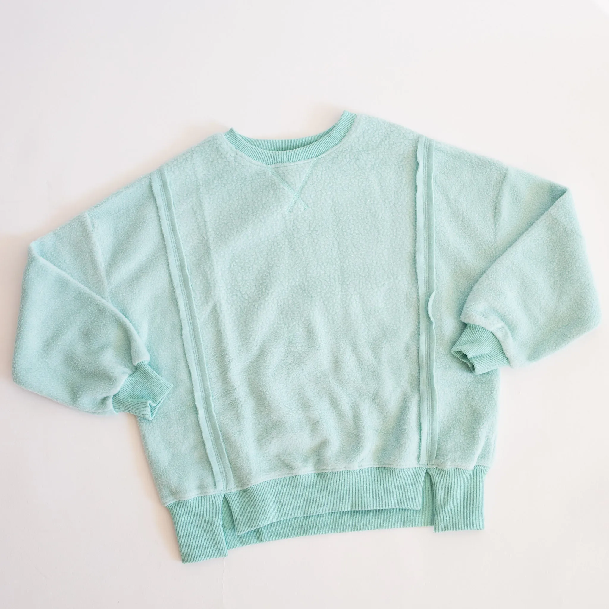 Raw Edge Fleece Pullover | Sky Blue