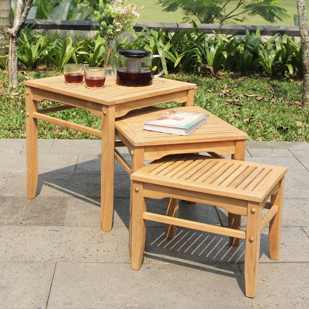 Richmond Teak Wood Outdoor Nesting Side Table