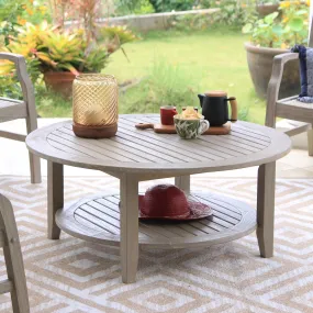 Richmond Weathered Teak Wood Outdoor Round Coffee Table