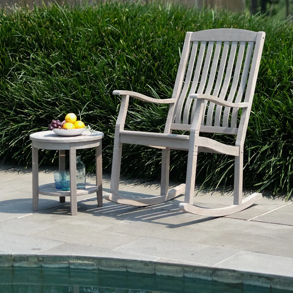 Richmond Weathered Teak Wood Outdoor Side Table with Shelf