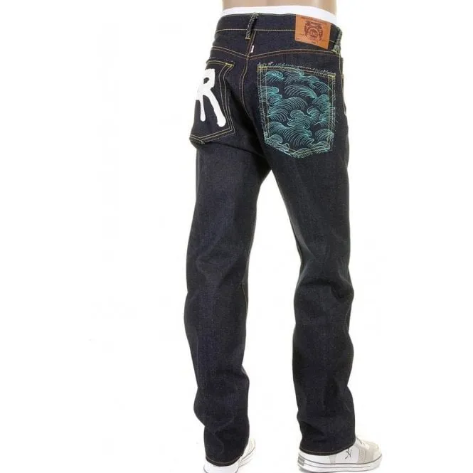 Rock n Roll Slim Cut Dark Indigo Raw Denim Jeans for Men