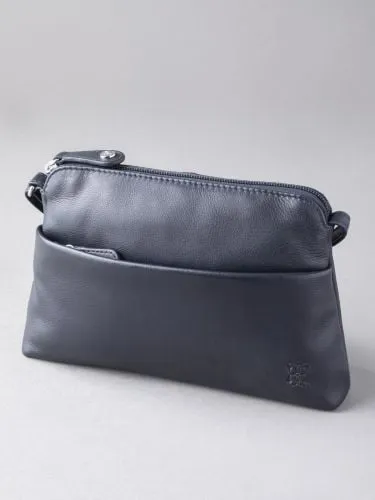 Rydal Small Leather Cross Body Bag in Navy