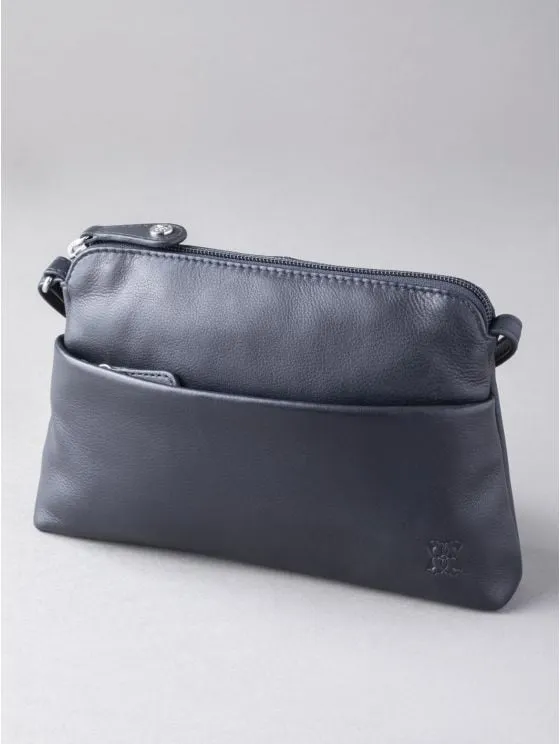 Rydal Small Leather Cross Body Bag in Navy