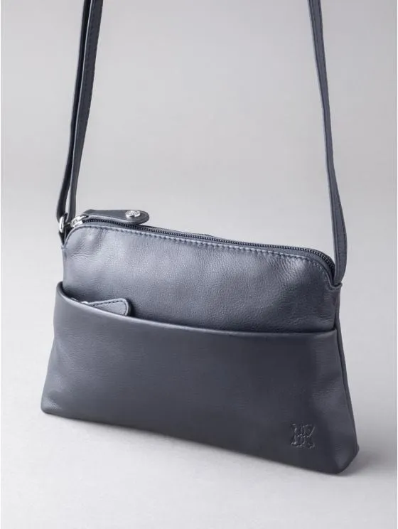 Rydal Small Leather Cross Body Bag in Navy